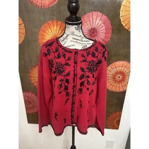 Vintage Tiara Holiday Embroidered & Beaded Cardigan Feminine Luxe Sz L